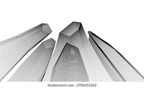 Architecture building 3d vectoe drawing