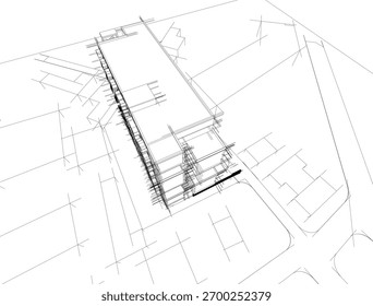 Arquitetura construindo desenho vetorial 3D
