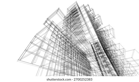 Architecture building 3d vectoe drawing