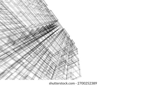 Edificio de arquitectura 3d dibujo vectorial