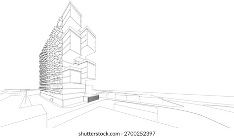 Arquitetura construindo desenho vetorial 3D