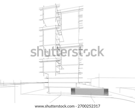 Architecture building 3d vectoe drawing