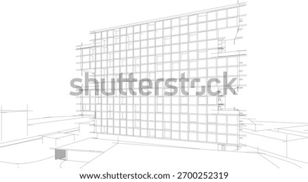 Architecture building 3d vectoe drawing