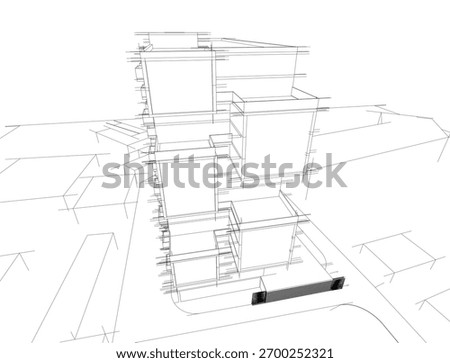 Architecture building 3d vectoe drawing