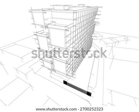 Architecture building 3d vectoe drawing