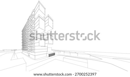 Architecture building 3d vectoe drawing