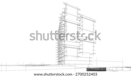 Architecture building 3d vectoe drawing