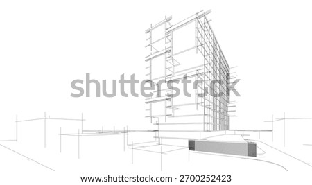 Architecture building 3d vectoe drawing