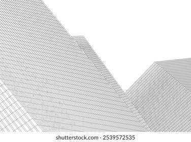 architecture building 3d vector drawing