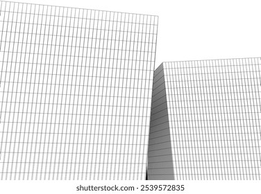 architecture building 3d vector drawing