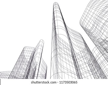architecture building 3d vector illustration