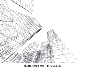 architecture building 3d vector illustration