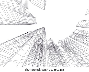 architecture building 3d vector illustration