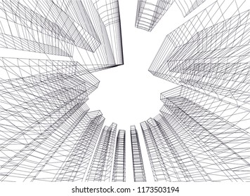 architecture building 3d vector illustration