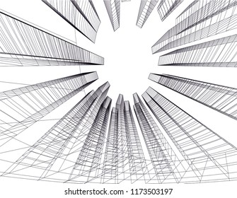 architecture building 3d vector illustration