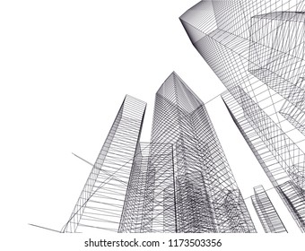 architecture building 3d vector illustration