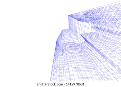 architecture building 3d, vector illustration
