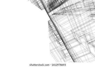 architecture building 3d, vector illustration