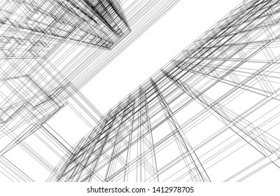 architecture building 3d, vector illustration