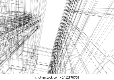 architecture building 3d, vector illustration