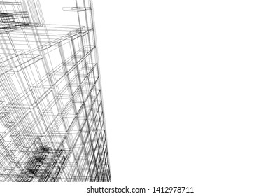 architecture building 3d, vector illustration