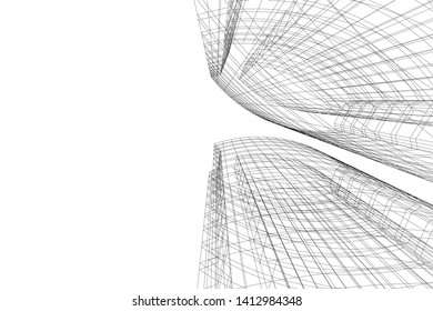 architecture building 3d, vector illustration