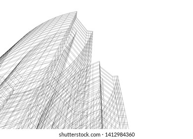 architecture building 3d, vector illustration
