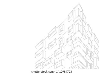 architecture building 3d, vector illustration