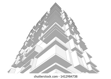 architecture building 3d, vector illustration