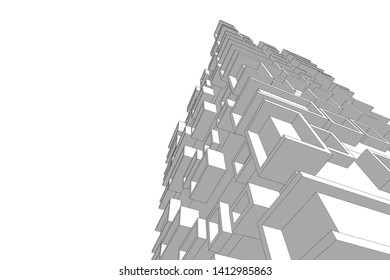 architecture building 3d, vector illustration