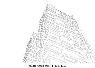 architecture building 3d, vector illustration