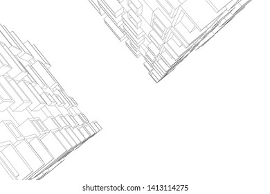 architecture building 3d, vector illustration