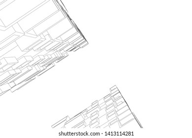 architecture building 3d, vector illustration