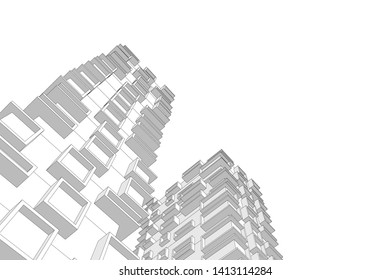 architecture building 3d, vector illustration