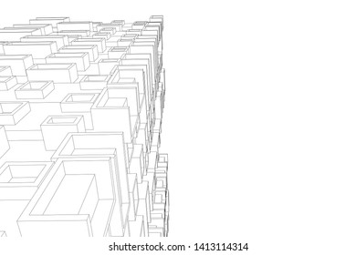 architecture building 3d, vector illustration