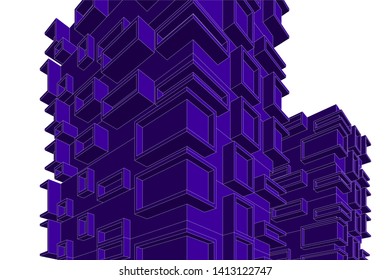 architecture building 3d, vector illustration