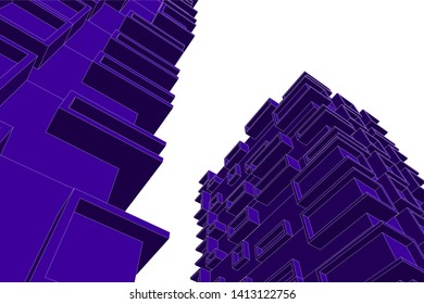 architecture building 3d, vector illustration