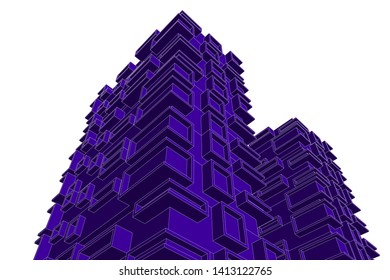 architecture building 3d, vector illustration