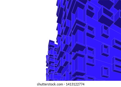 architecture building 3d, vector illustration