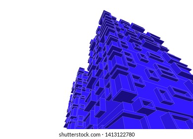 architecture building 3d, vector illustration