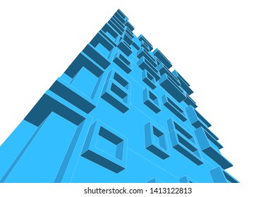 architecture building 3d, vector illustration