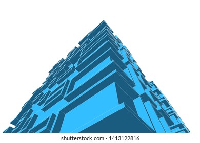 architecture building 3d, vector illustration