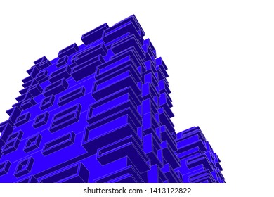 architecture building 3d, vector illustration