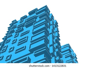 architecture building 3d, vector illustration