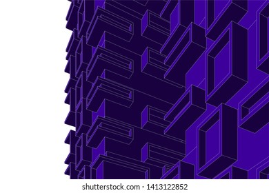 architecture building 3d, vector illustration