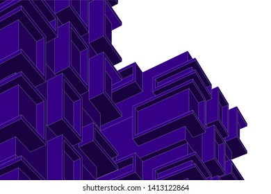architecture building 3d, vector illustration
