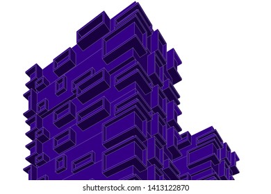 architecture building 3d, vector illustration