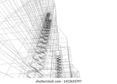 architecture building 3d, vector illustration