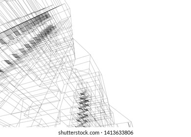 architecture building 3d, vector illustration