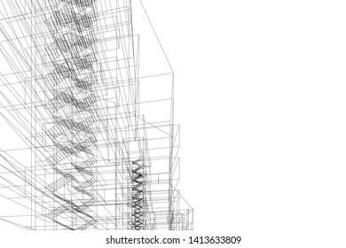 architecture building 3d, vector illustration